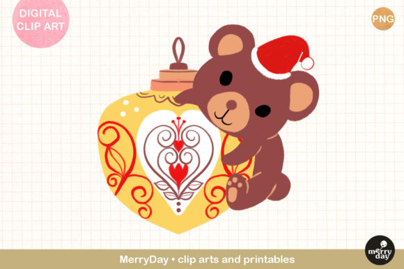 Bear Christmas Holiday Ornament Png Illustrations