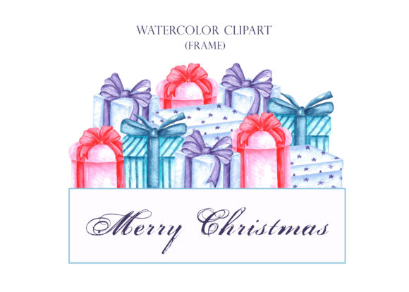 Christmas Gifts Frame, Border. New Year Illustrations