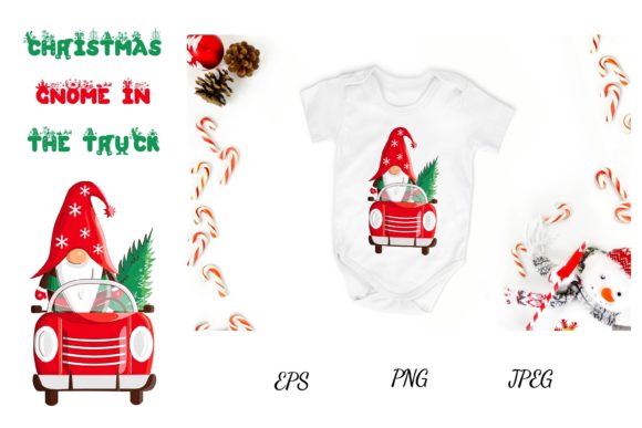Christmas Gnome in the Truck Illustration for Local Branding