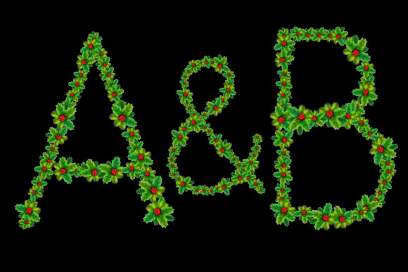 Christmas Leaves Alphabet and Numbers Illustrations
