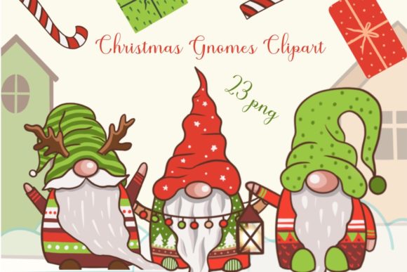 Christmas Nordic Gnomes Clipart for Website and Editorial Design