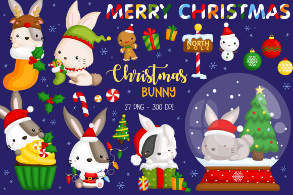 Christmas Rabbit Clipart - Cute Animal Review
