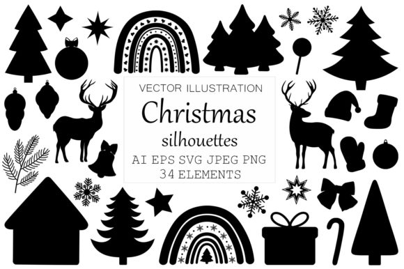 Christmas Silhouette New Year Silhouette Illustrations