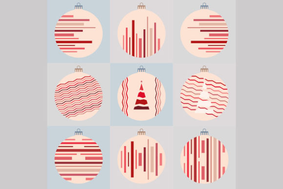Christmas Tree Bauble with Modern Design Illustrations