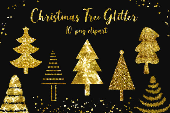 Christmas Tree Glitter Clipart for Festive Illustrations