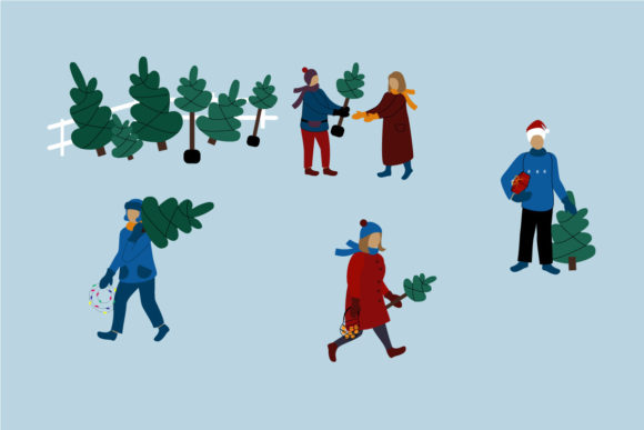 Christmas Tree Illustration for Holiday Branding