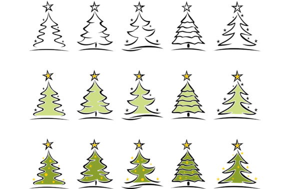 Christmas Tree Set Vector for Illustrations