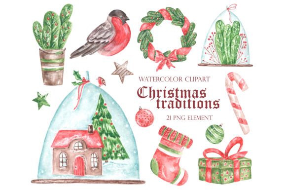 Christmas Watercolor Clipart. New Year. – A Festive Illustration for Crafting