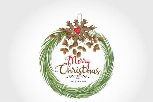 Christmas Watercolor Wreath Frame Illustrations