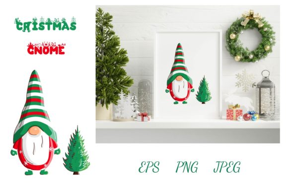 Cute Christmas Gnome in Vintage Style Illustration Review