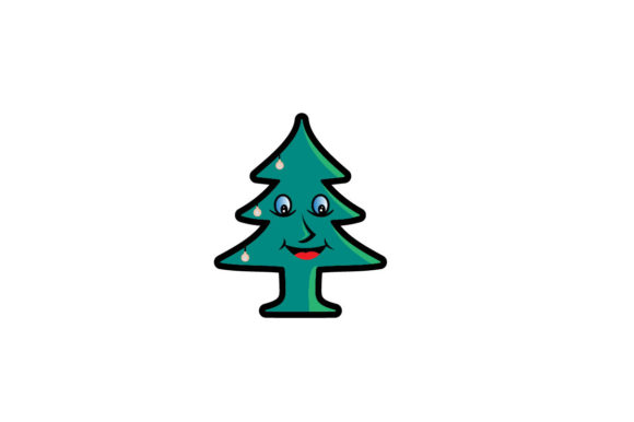 Cute Christmas Tree Face Illustration Co