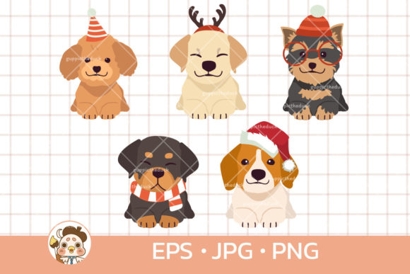Cute Dog in Christmas Illustrations for Content Publishing