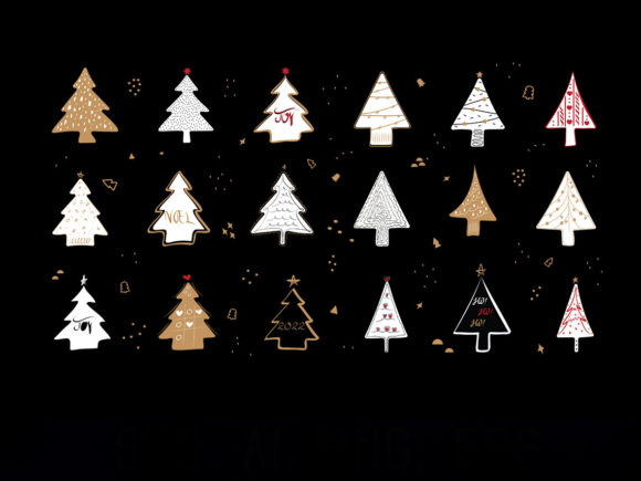 Golden Christmas Trees SVG for Illustrations