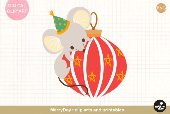 Mouse Christmas Holiday Ornament Png – A Festive Illustration for Branding