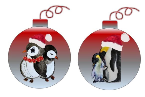 Watercolour Christmas Balls Illustrations