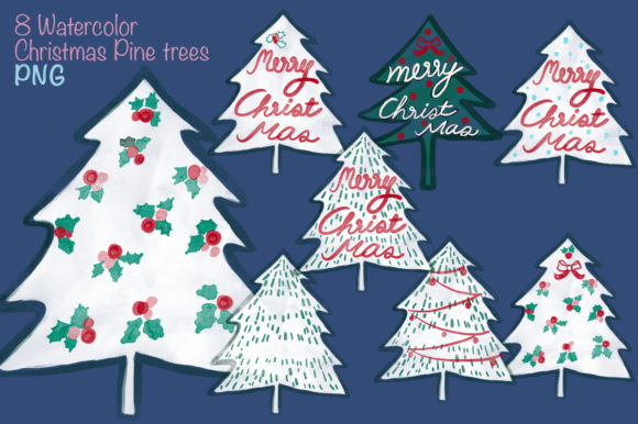 Watercolour Christmas Pine Trees Illustration